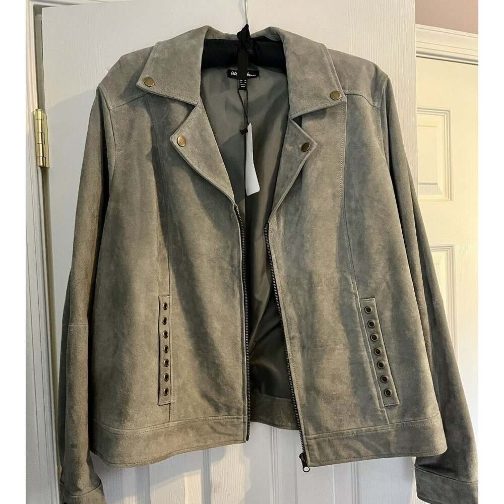 Ulla Popken Faux Suede Jacket 22 Gray